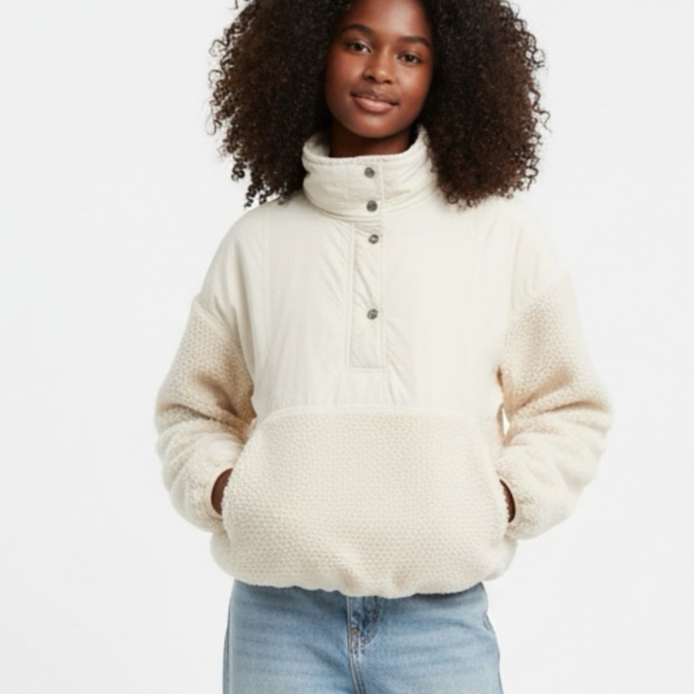 OFFLINE By Aerie Fluff Love Sherpa Jacket Pullover | Fleece Snap Neck | Size L